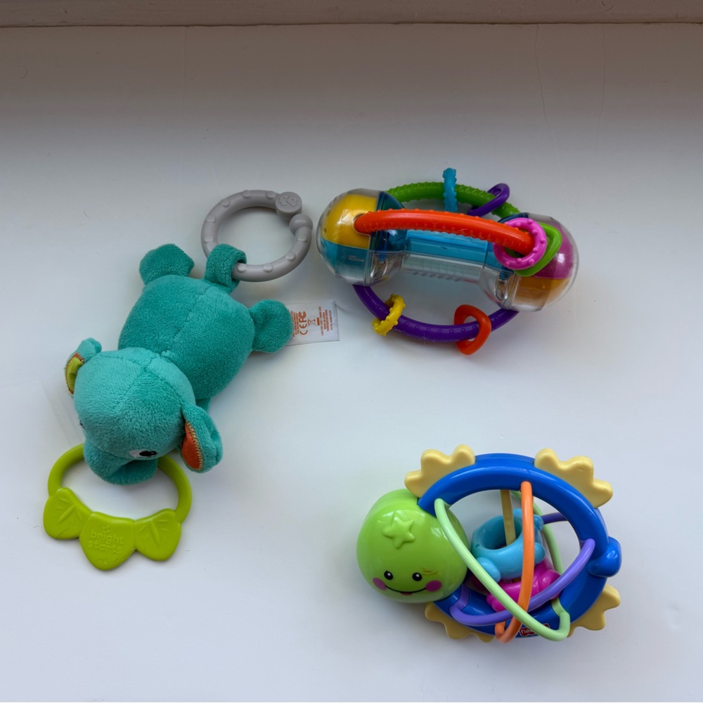 S/3 Colorful Baby Rattle and Teether Set